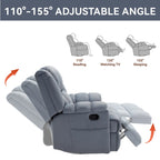 Oversized Swivel Rocker Recliner, Footrest, Pockets, Manual