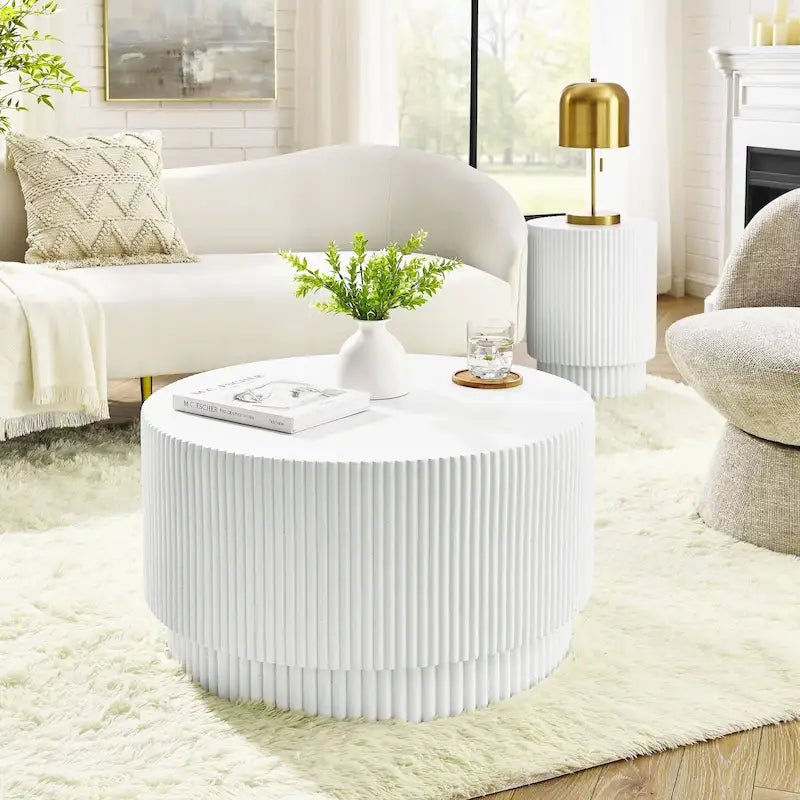 15.72-inch H-Barrel Coffee Table, Nordic Style, Simple Design, Suitable For Indoor And Outdoor Use, Magnesium Oxide Material