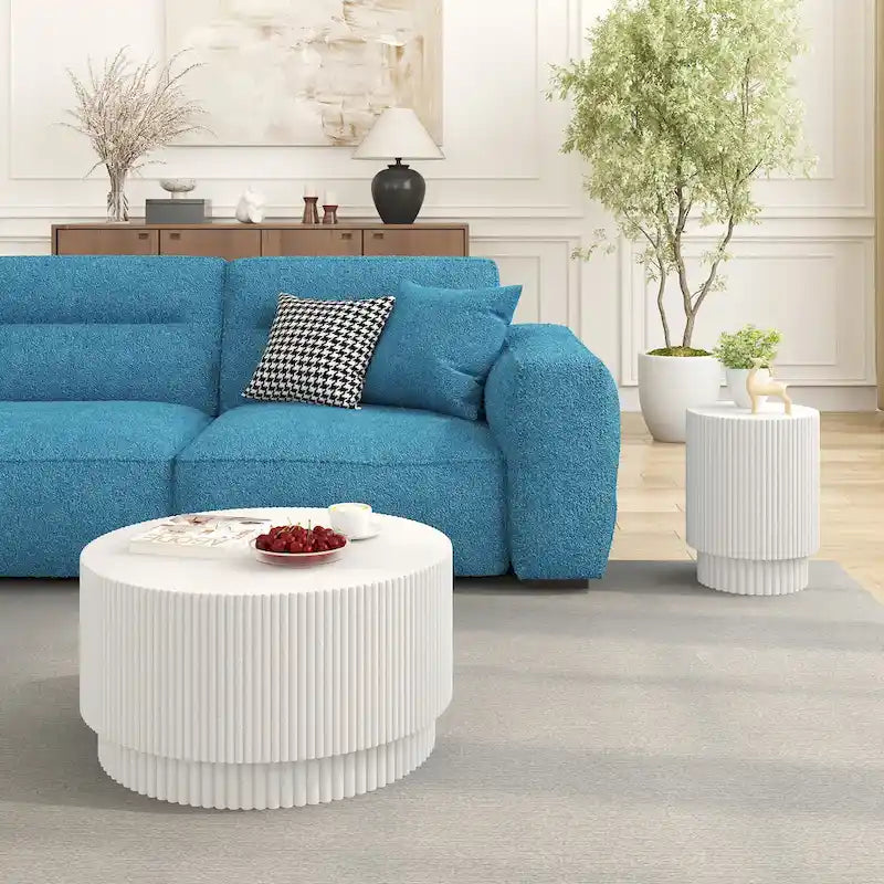 15.72-inch H-Barrel Coffee Table, Nordic Style, Simple Design, Suitable For Indoor And Outdoor Use, Magnesium Oxide Material