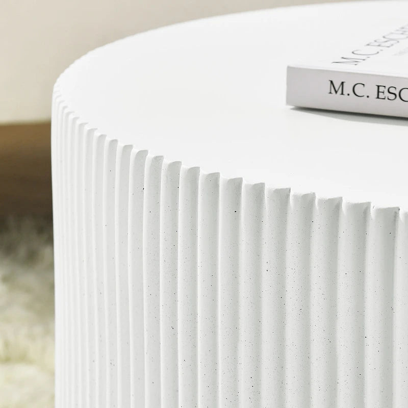 15.72-inch H-Barrel Coffee Table, Nordic Style, Simple Design, Suitable For Indoor And Outdoor Use, Magnesium Oxide Material