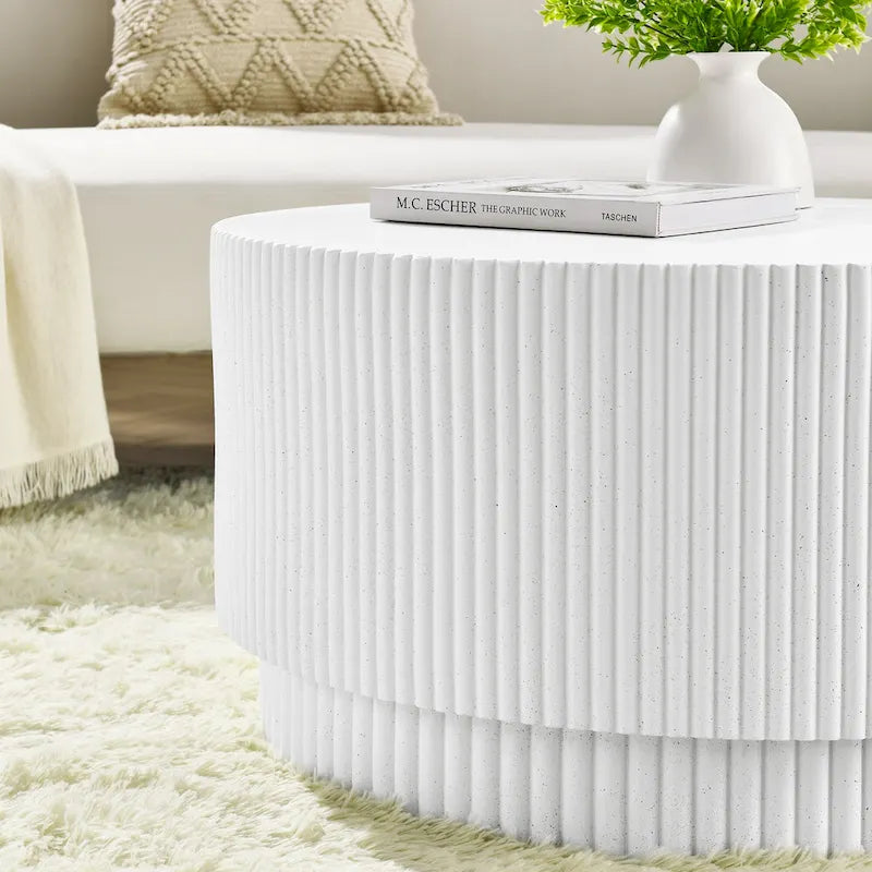 15.72-inch H-Barrel Coffee Table, Nordic Style, Simple Design, Suitable For Indoor And Outdoor Use, Magnesium Oxide Material