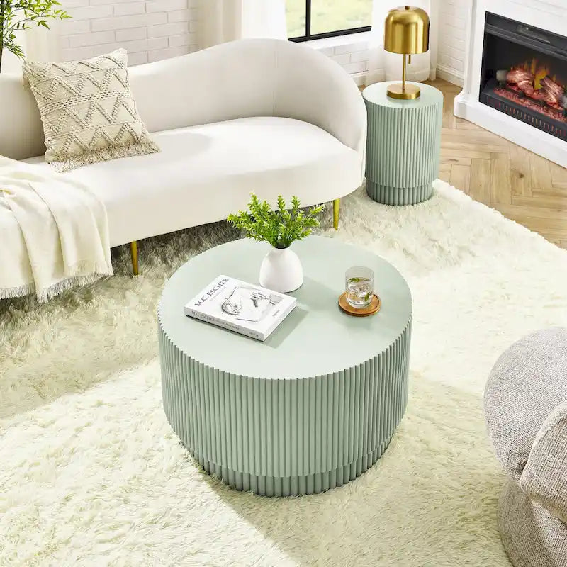 15.72-inch H-Barrel Coffee Table, Nordic Style, Simple Design, Suitable For Indoor And Outdoor Use, Magnesium Oxide Material