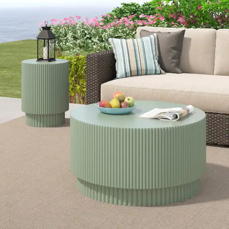 15.72-inch H-Barrel Coffee Table, Nordic Style, Simple Design, Suitable For Indoor And Outdoor Use, Magnesium Oxide Material