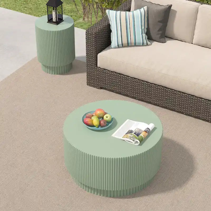 15.72-inch H-Barrel Coffee Table, Nordic Style, Simple Design, Suitable For Indoor And Outdoor Use, Magnesium Oxide Material