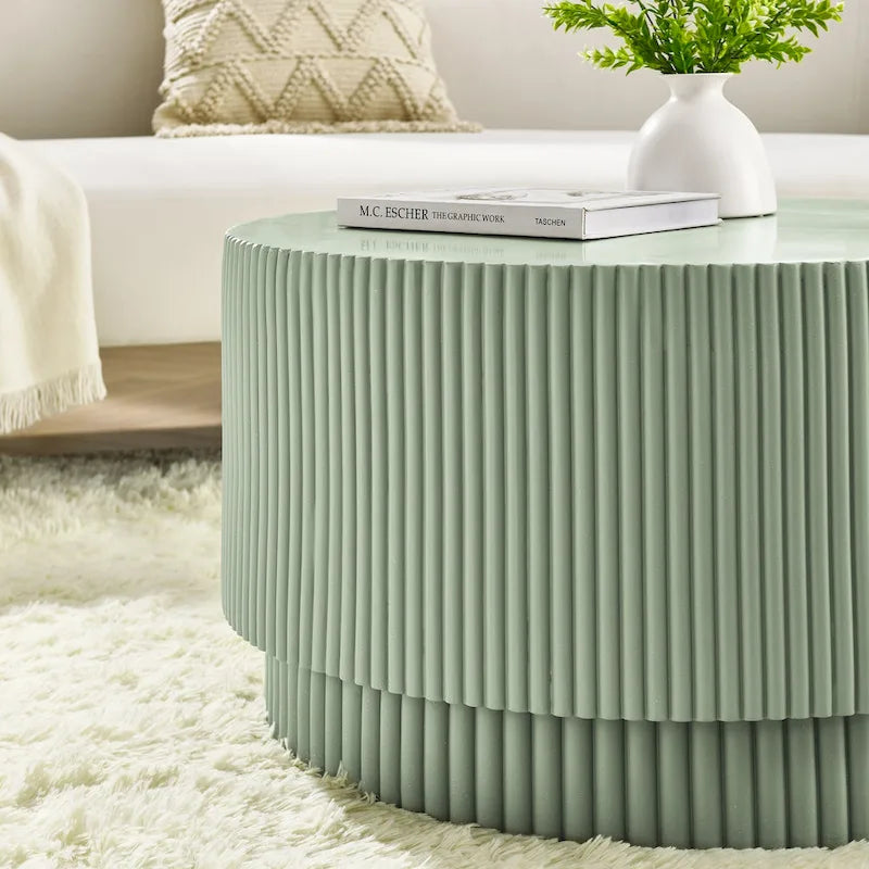 15.72-inch H-Barrel Coffee Table, Nordic Style, Simple Design, Suitable For Indoor And Outdoor Use, Magnesium Oxide Material