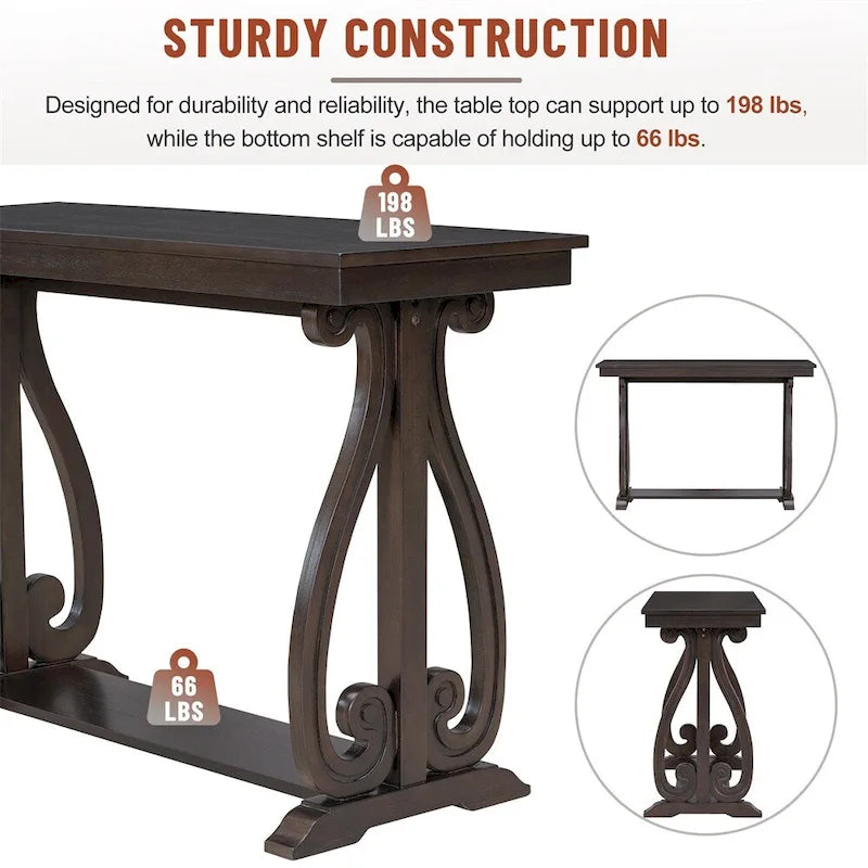 48-Inch Rustic Vintage Console Table,Farmhouse Style Entryway Table
