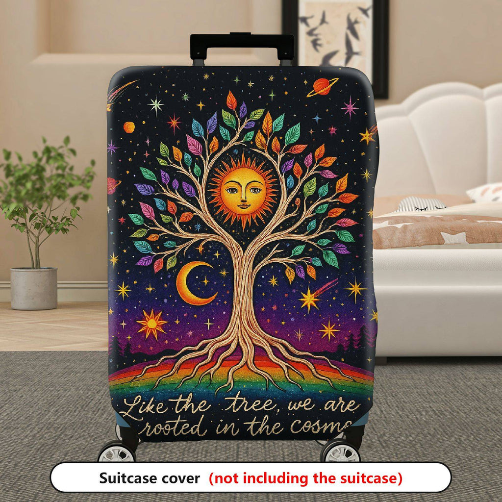 1-Piece Cosmic Tree Colorful Star Sun Moon Spaceship  Suitcase Luggage Cover, Stretch Protective Sleeve