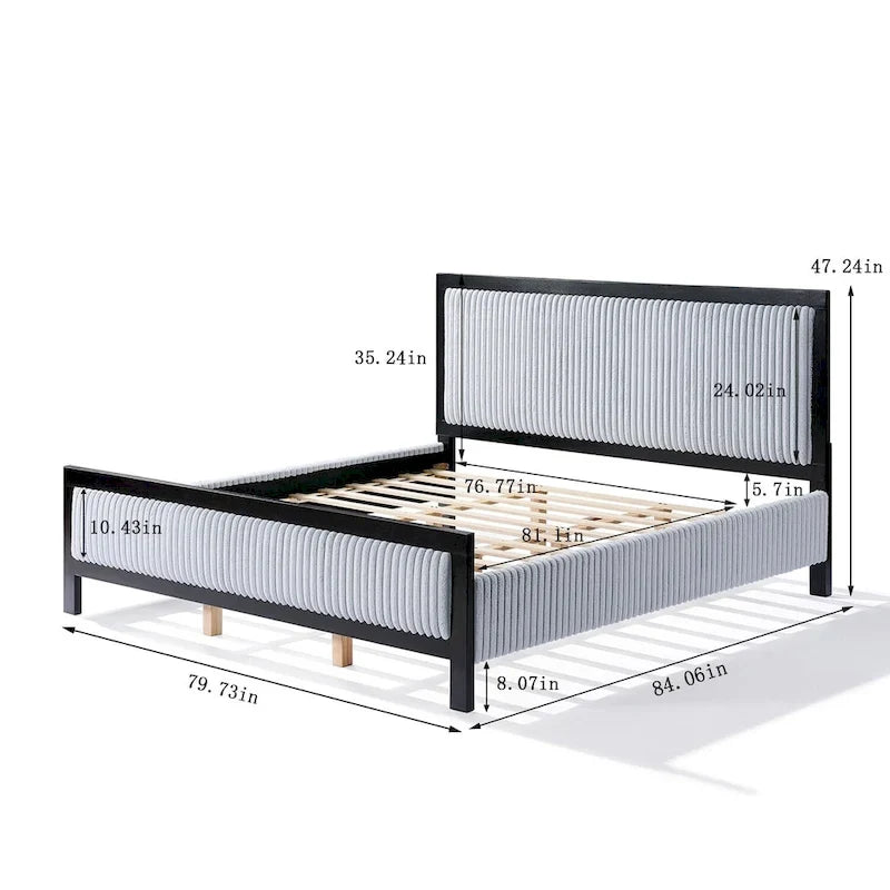 Christopher Knight Home King/Queen Upholstered Platform Bed with Soft Headboard