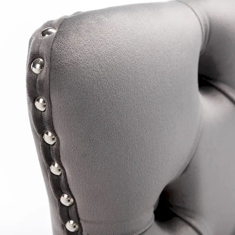 Modern 25 Set of 2 Bar Stools with Buttoned Back Studded Trim Chrome Metal Base Legs, for Dining Room Living Room and Bedroom