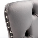 Modern 25 Set of 2 Bar Stools with Buttoned Back Studded Trim Chrome Metal Base Legs, for Dining Room Living Room and Bedroom