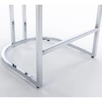 Modern 25 Set of 2 Bar Stools with Buttoned Back Studded Trim Chrome Metal Base Legs, for Dining Room Living Room and Bedroom