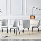 Modern Set of 4 Dining Chairs with Faux Leather Cushioned Backrest Seat Metal Legs, for Dining Room Living Room and Bedroom