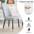 Modern Set of 4 Dining Chairs with Faux Leather Cushioned Backrest Seat Metal Legs, for Dining Room Living Room and Bedroom