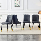 Modern Set of 4 Dining Chairs with Faux Leather Cushioned Backrest Seat Metal Legs, for Dining Room Living Room and Bedroom