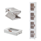 4-Tier Plastic Tall Narrow Storage Cabinet with Movable Wheels, Slim Bathroom Organizers and Storage for Small Space