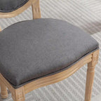 French Oval Back Dining Chair Set of 2, Exquisite Dining Chair Retro Decorative Chair Solid Wood Frame Side Chair