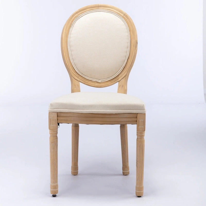 French Oval Back Dining Chair Set of 2, Exquisite Dining Chair Retro Decorative Chair Solid Wood Frame Side Chair