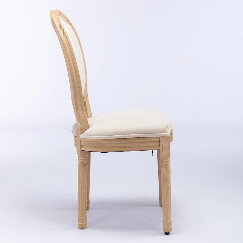 French Oval Back Dining Chair Set of 2, Exquisite Dining Chair Retro Decorative Chair Solid Wood Frame Side Chair