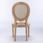 French Oval Back Dining Chair Set of 2, Exquisite Dining Chair Retro Decorative Chair Solid Wood Frame Side Chair