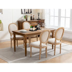 French Oval Back Dining Chair Set of 2, Exquisite Dining Chair Retro Decorative Chair Solid Wood Frame Side Chair