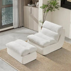 34 Modern Single Sofa Upholstered Sponge Couch with Ottoman for Small Space