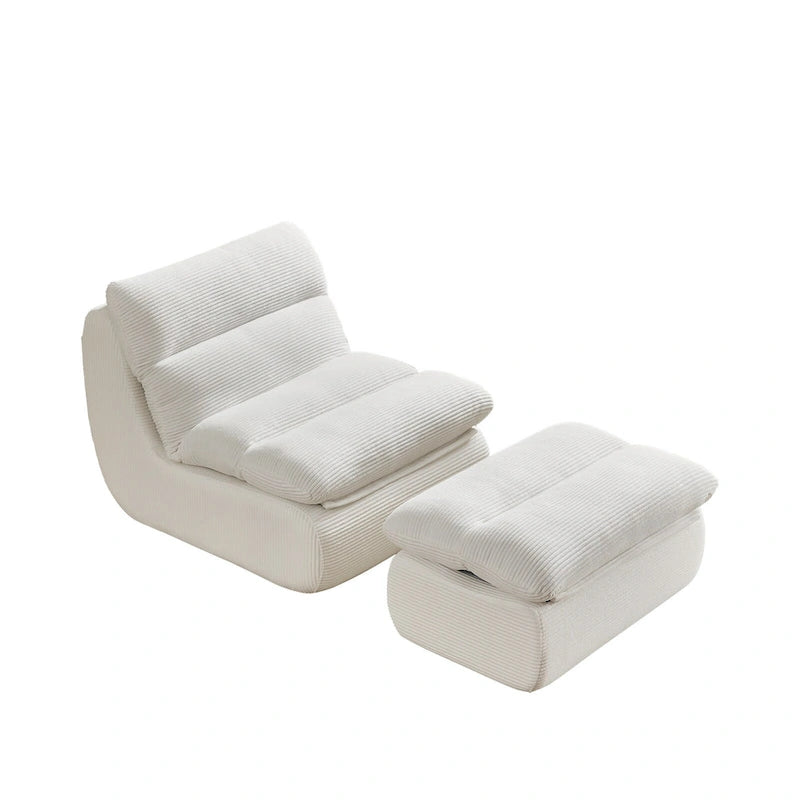 34 Modern Single Sofa Upholstered Sponge Couch with Ottoman for Small Space