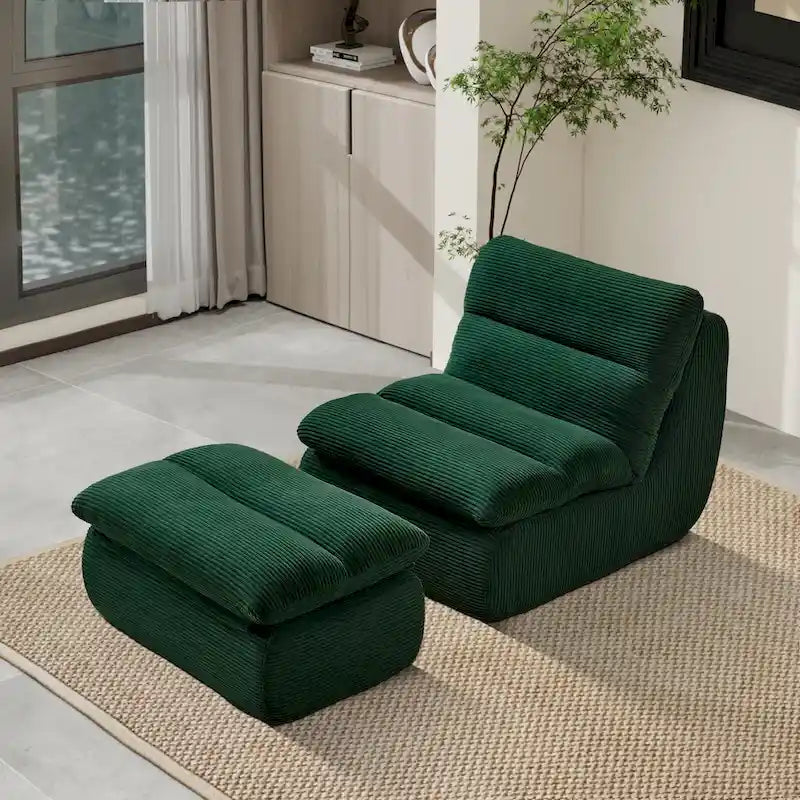 34 Modern Single Sofa Upholstered Sponge Couch with Ottoman for Small Space