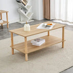 39 Coffee Table with 2-Tier Rubberwood Legs
