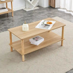 39 Coffee Table with 2-Tier Rubberwood Legs