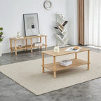 39 Coffee Table with 2-Tier Rubberwood Legs