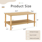 39 Coffee Table with 2-Tier Rubberwood Legs