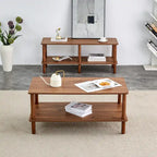 39 Coffee Table with 2-Tier Rubberwood Legs