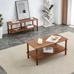 39 Coffee Table with 2-Tier Rubberwood Legs