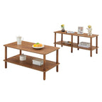 39 Coffee Table with 2-Tier Rubberwood Legs