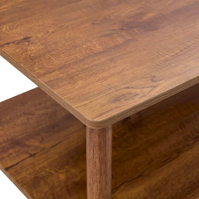 39 Coffee Table with 2-Tier Rubberwood Legs