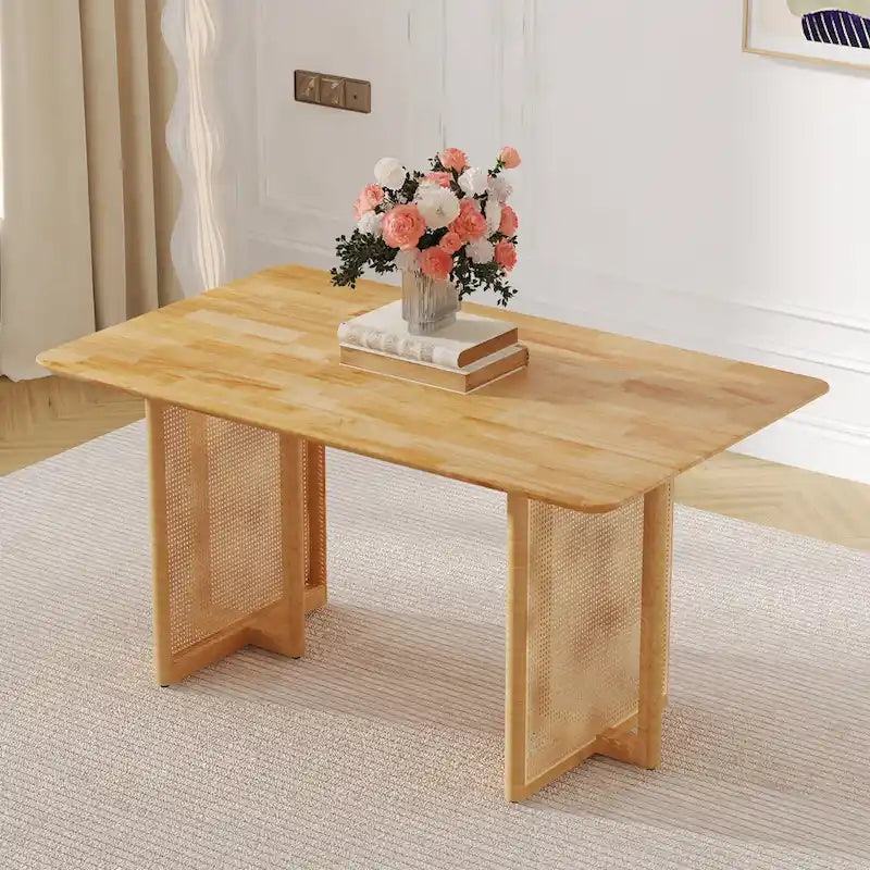 59 Retro Rubberwood Table with Walnut Finish