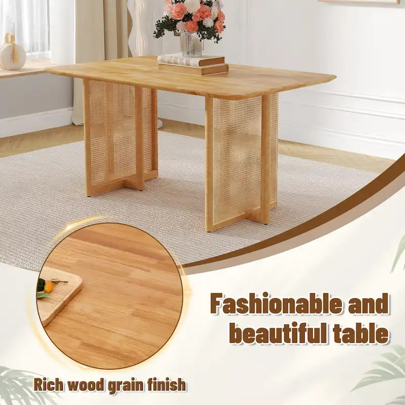 59 Retro Rubberwood Table with Walnut Finish