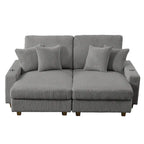 74 Wide Upholstered Chaise Lounge Loveseat with Adjustable Backrest