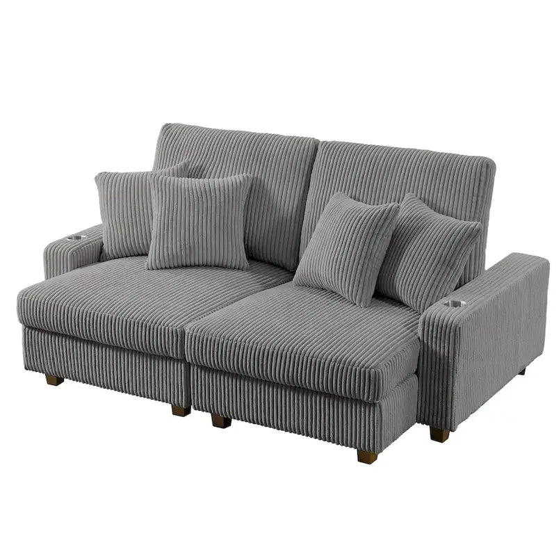74 Wide Upholstered Chaise Lounge Loveseat with Adjustable Backrest
