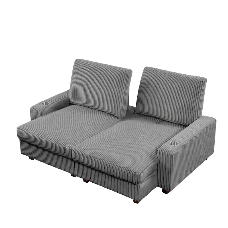 74 Wide Upholstered Chaise Lounge Loveseat with Adjustable Backrest
