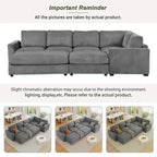 Corduroy Sectional Couch Sofa Bed, Modular Sectional Sofa Sleeper Recliner Sofa Couch with 2 Movable Ottomans for Living Room