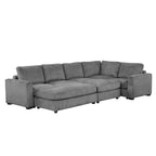 Corduroy Sectional Couch Sofa Bed, Modular Sectional Sofa Sleeper Recliner Sofa Couch with 2 Movable Ottomans for Living Room