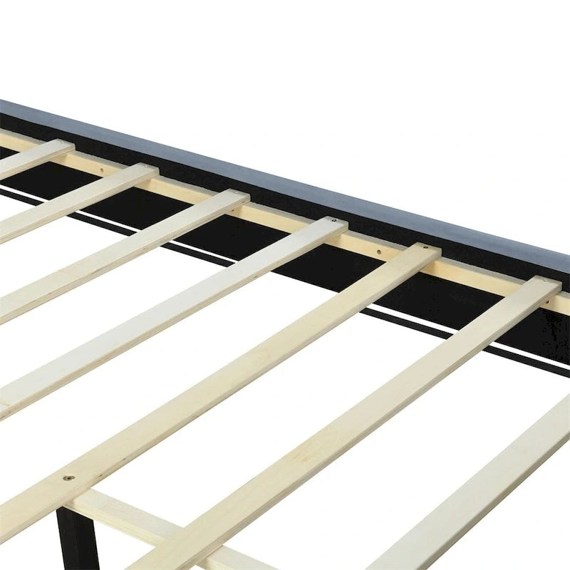 Queen Size Upholstered Platform Bed with Pull Point Headboard