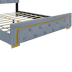 Queen Size Upholstered Platform Bed with Pull Point Headboard