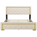 Queen Size Upholstered Platform Bed with Pull Point Headboard