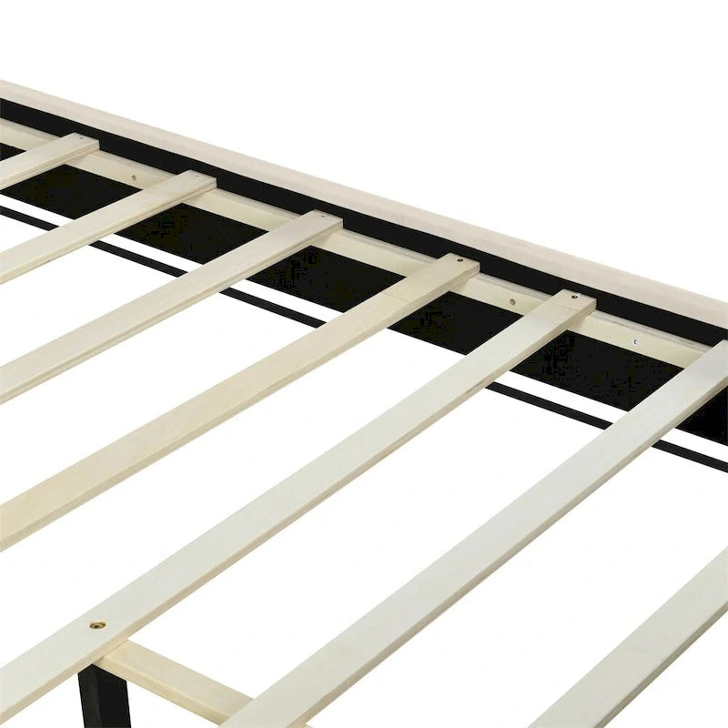 Queen Size Upholstered Platform Bed with Pull Point Headboard