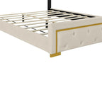 Queen Size Upholstered Platform Bed with Pull Point Headboard