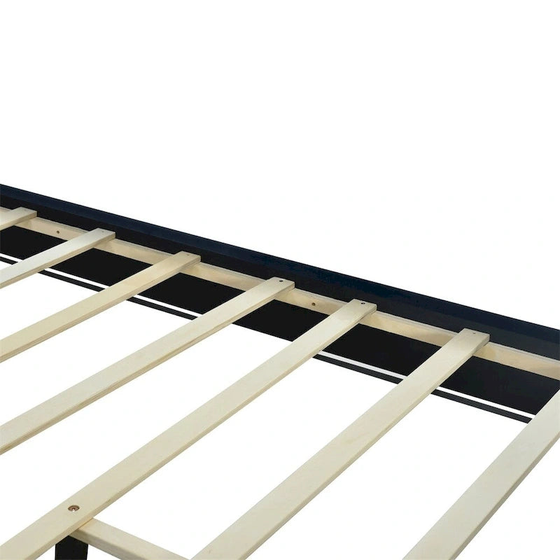 Queen Size Upholstered Platform Bed with Pull Point Headboard