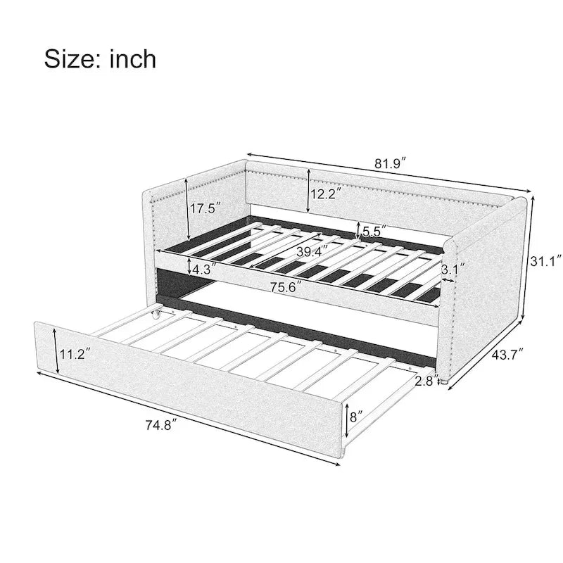 Upholstered Twin Daybed with Trundle