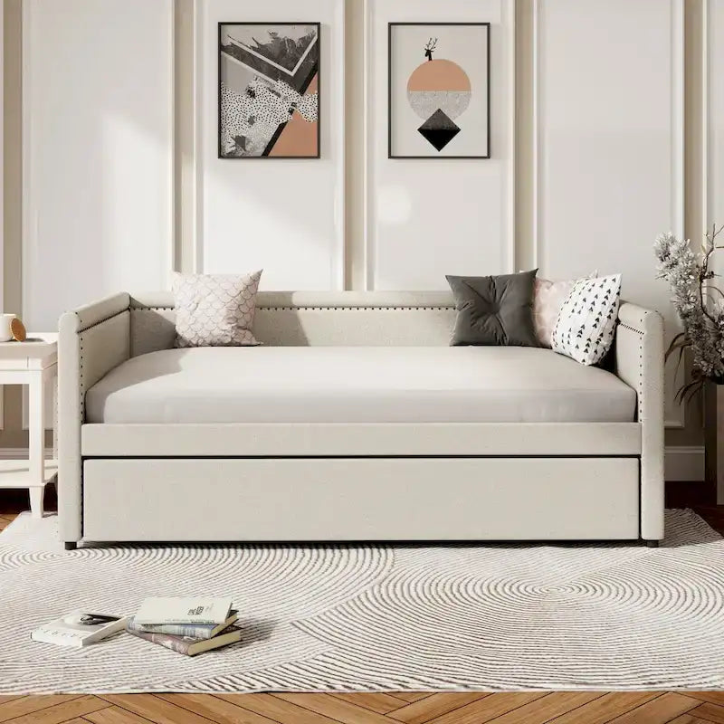 Upholstered Twin Daybed with Trundle